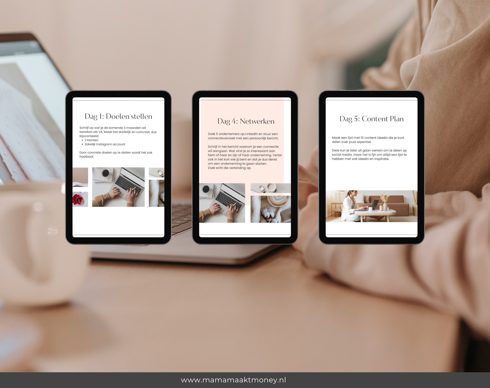 Moeder werkt online vanuit huis en verdient geld met flexibele baan, terwijl ze zorgt voor haar gezin. Tips en advies voor huismoeders die online willen werken en geld verdienen